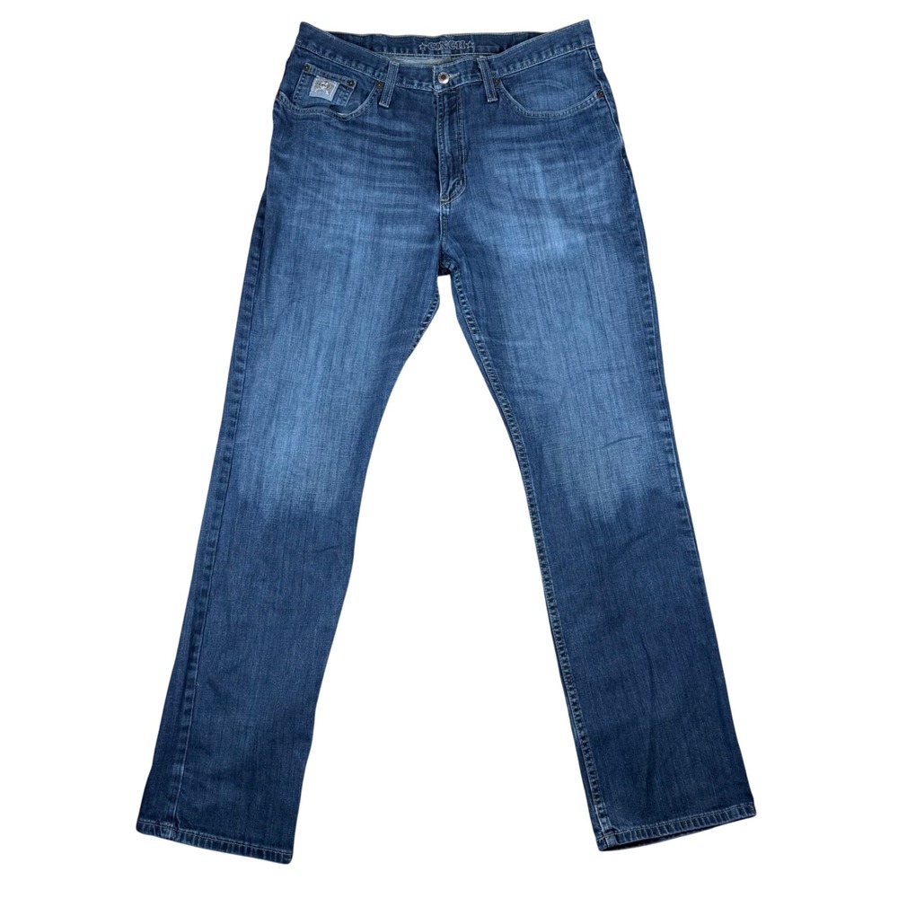 Cinch Mens Jeans 36x34 Blue Medium Wash Straight Leg MB98034007 Stretch Denim